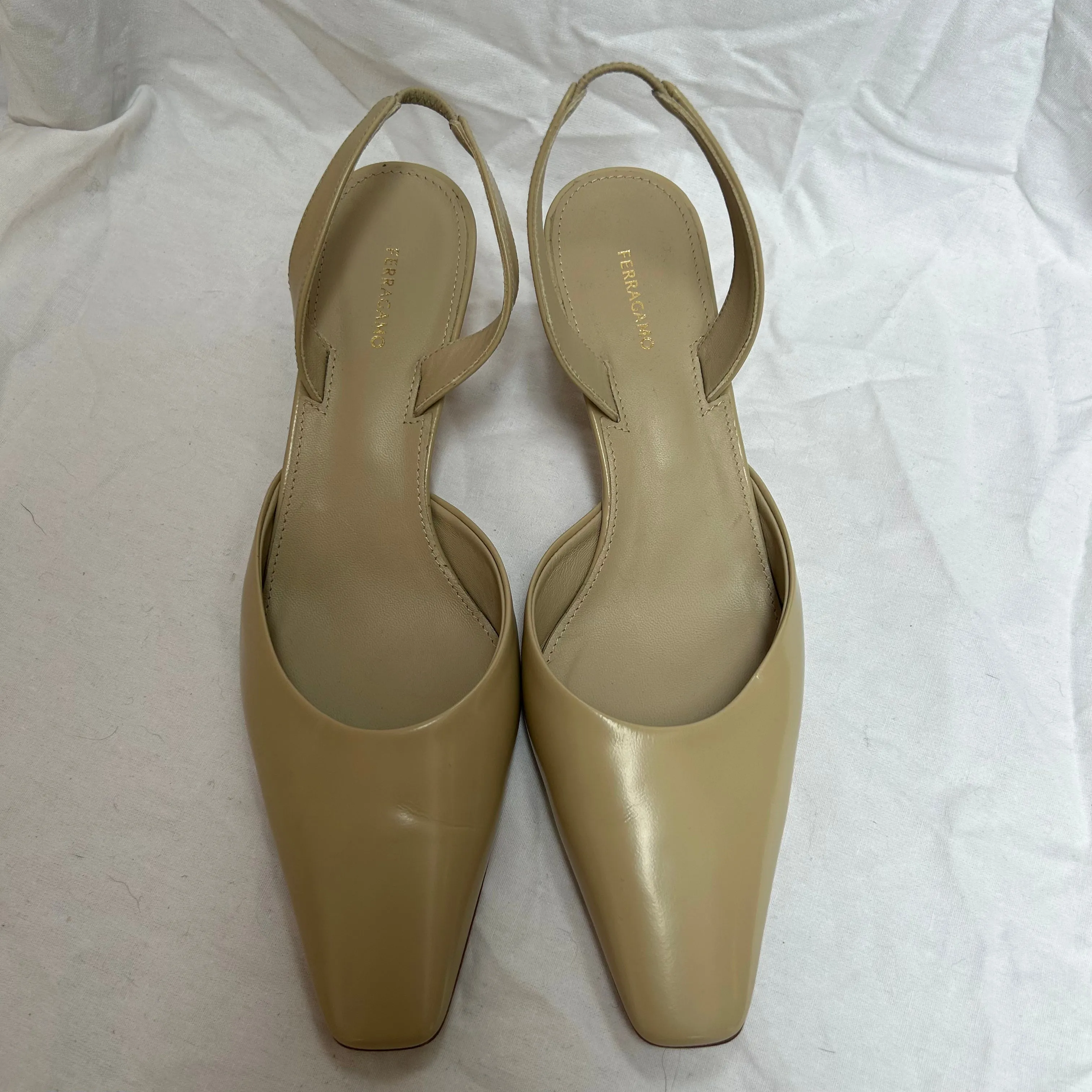 Ferragamo £755 Deep Cream Cage Slingback Heels 38
