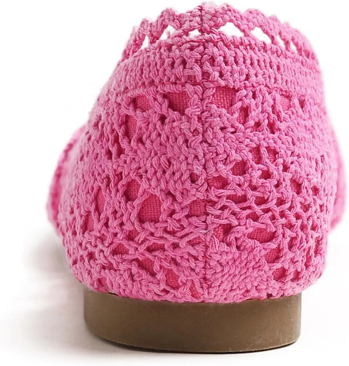 FEVERSOLE Women's Comfort Breathable Knit Crochet Shoes Lace Ballet Flats