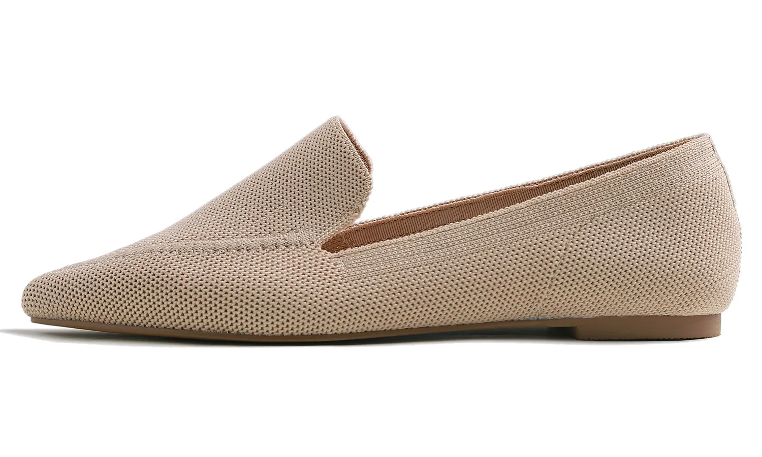 Feversole Women's Woven Fashion Breathable Knit Flat Shoes Pointed Loafer Nude Color