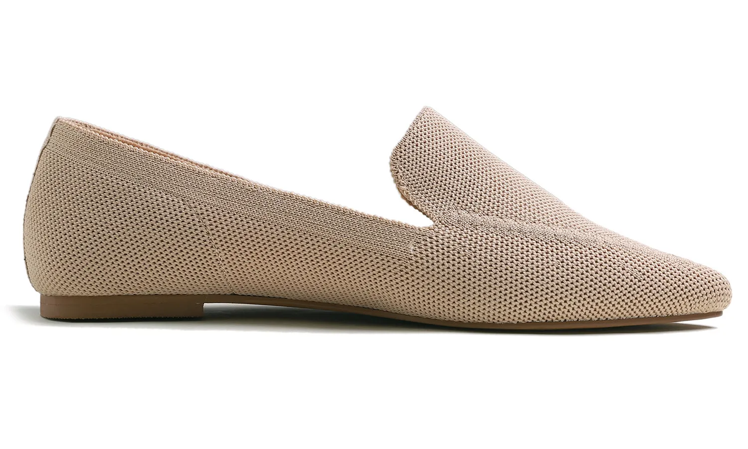 Feversole Women's Woven Fashion Breathable Knit Flat Shoes Pointed Loafer Nude Color