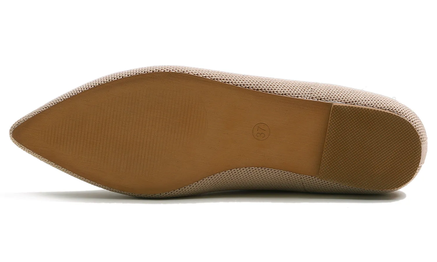 Feversole Women's Woven Fashion Breathable Knit Flat Shoes Pointed Loafer Nude Color