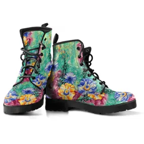 Flowers Handcrafted Women's Vegan Leather Combat Boots