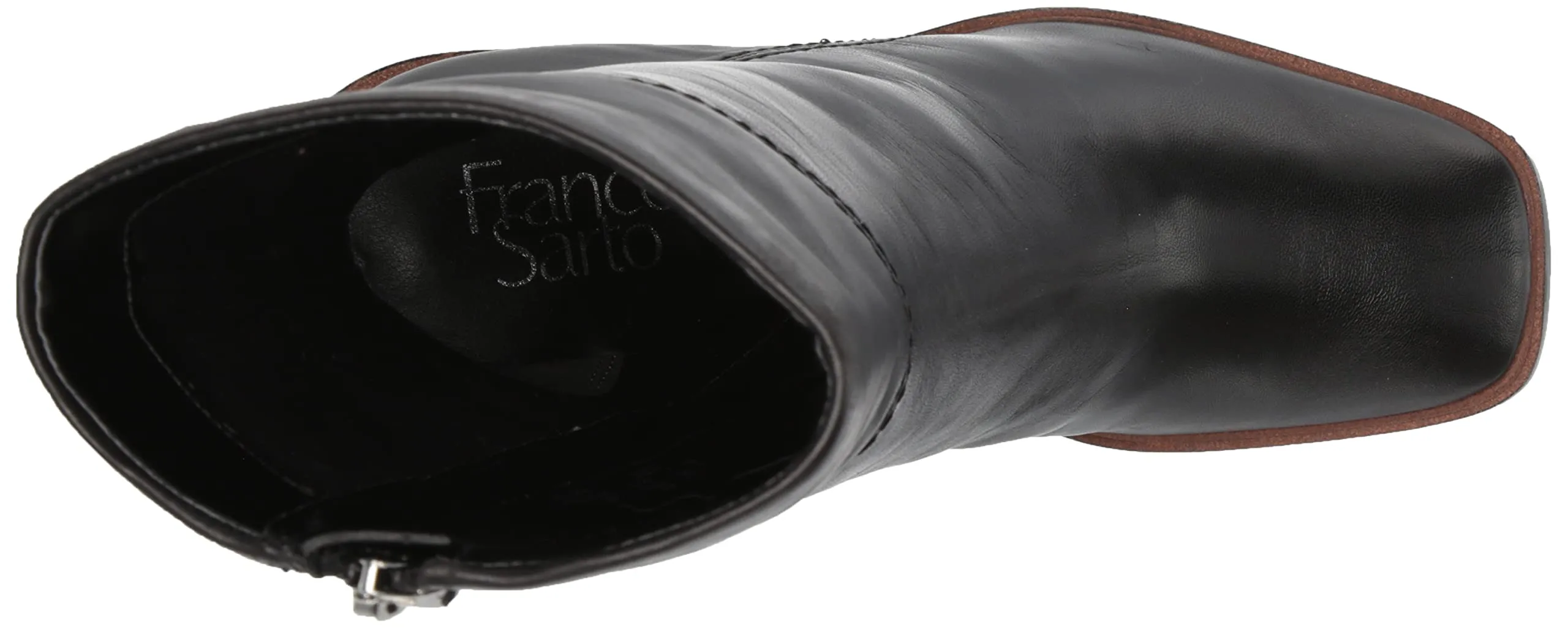 Franco Sarto Stevie Black Leather Fashion Zip Square Toe Mid Calf Elegant Boots