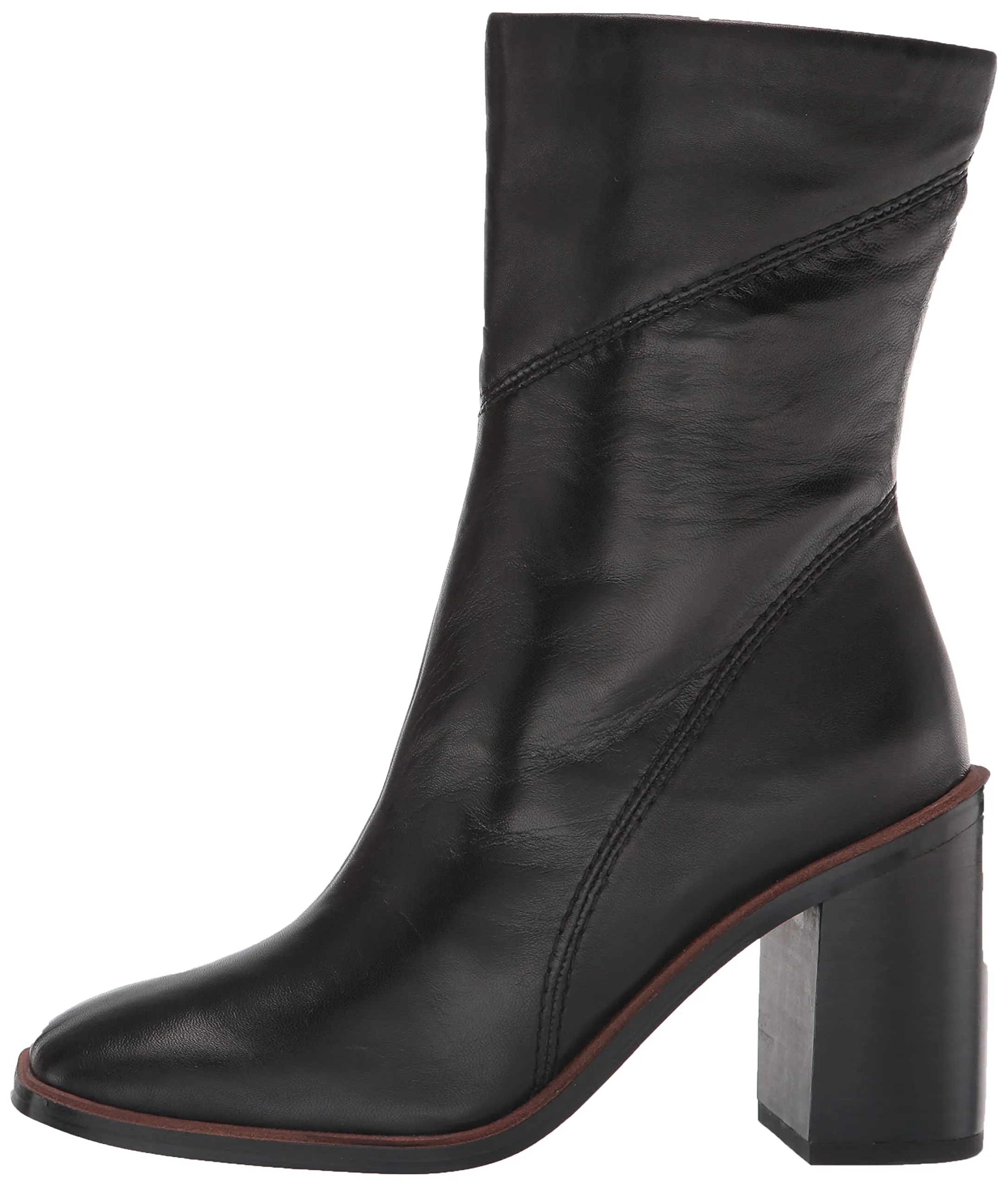 Franco Sarto Stevie Black Leather Fashion Zip Square Toe Mid Calf Elegant Boots
