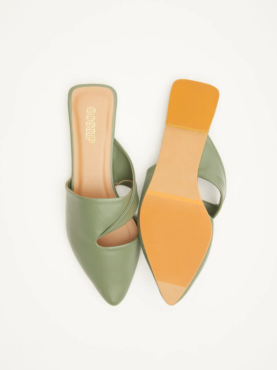 GOSSIP WOMENS GREEN MULES