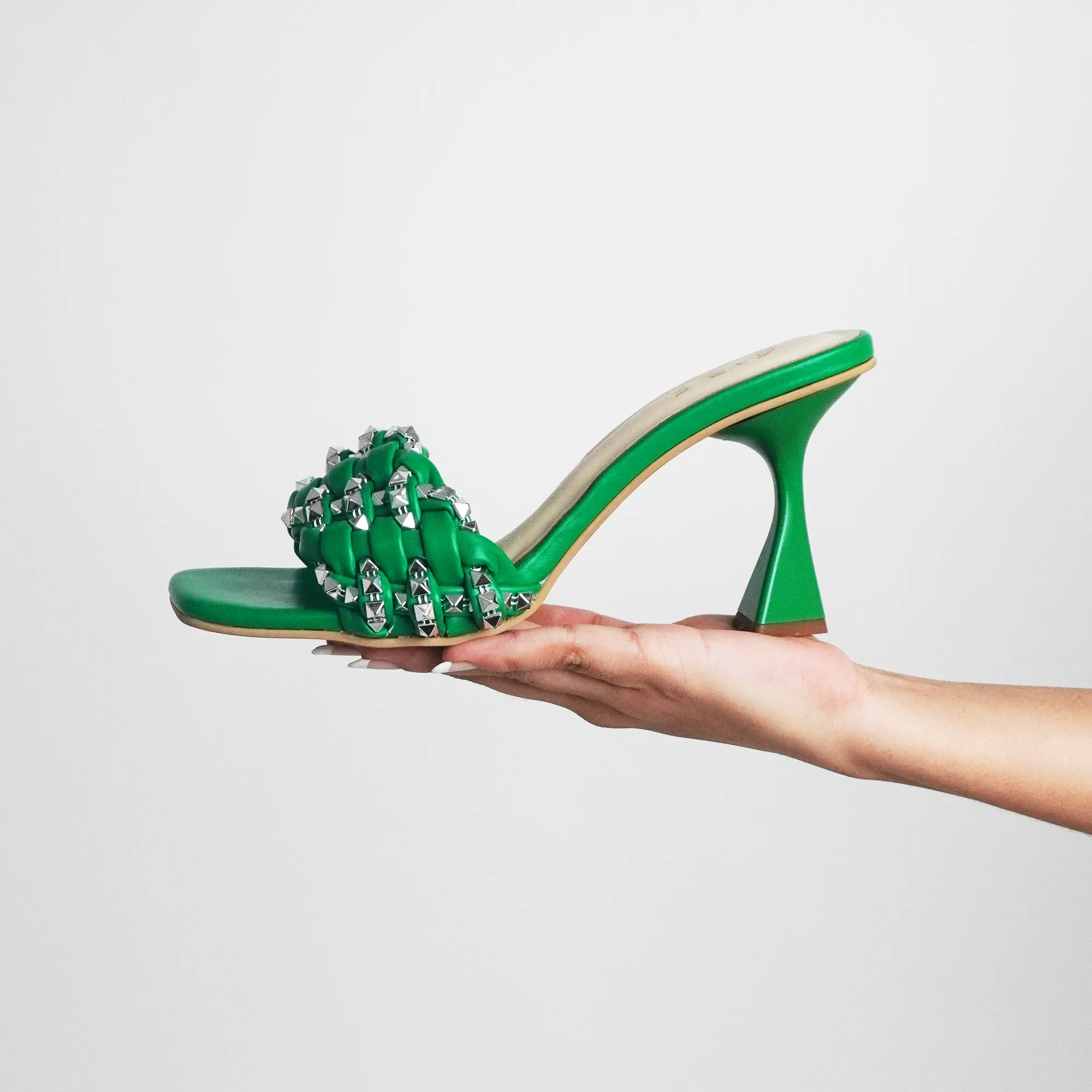 Green Braided Stud heels