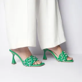 Green Braided Stud heels