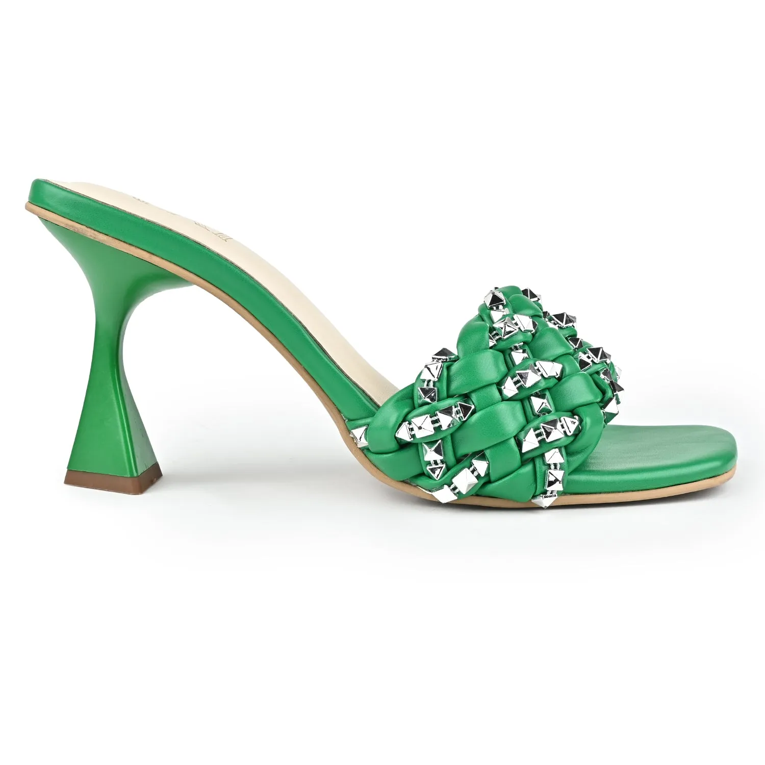 Green Braided Stud heels