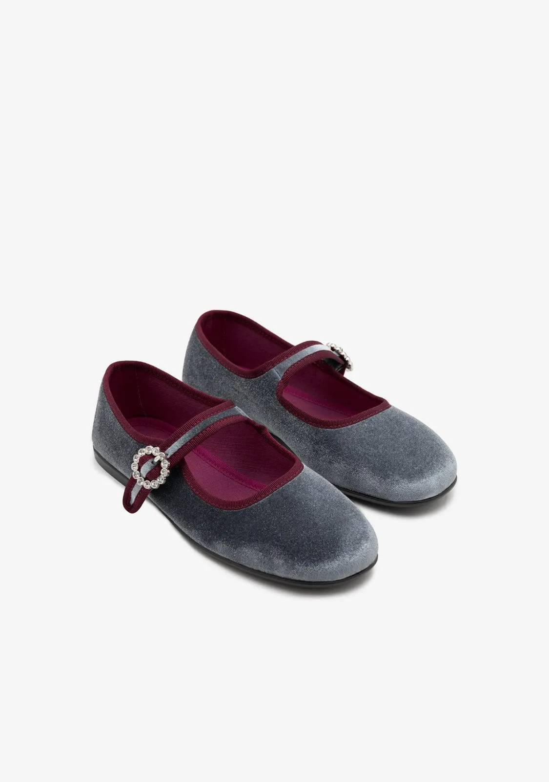 Grey Velvet Ballerinas B&W