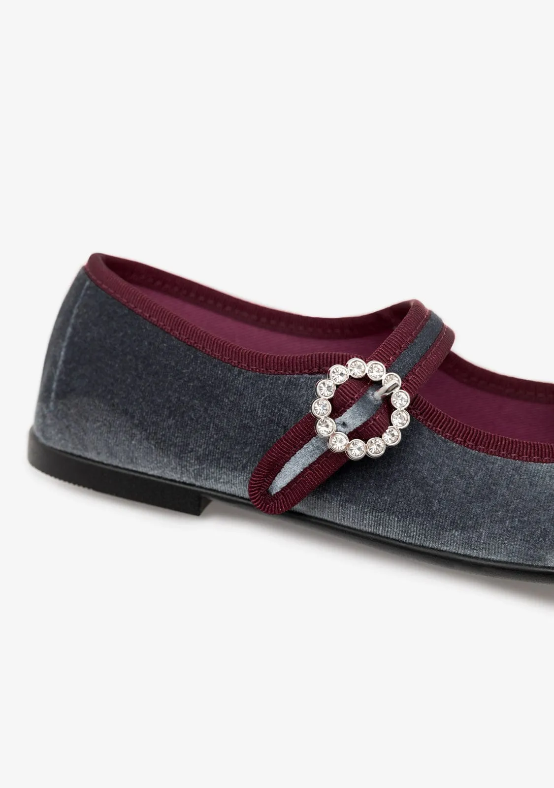 Grey Velvet Ballerinas B&W