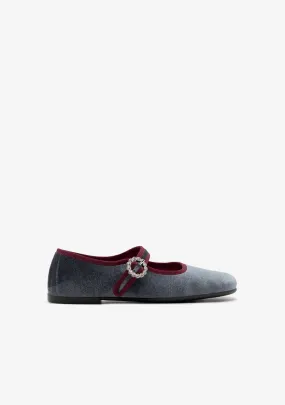 Grey Velvet Ballerinas B&W