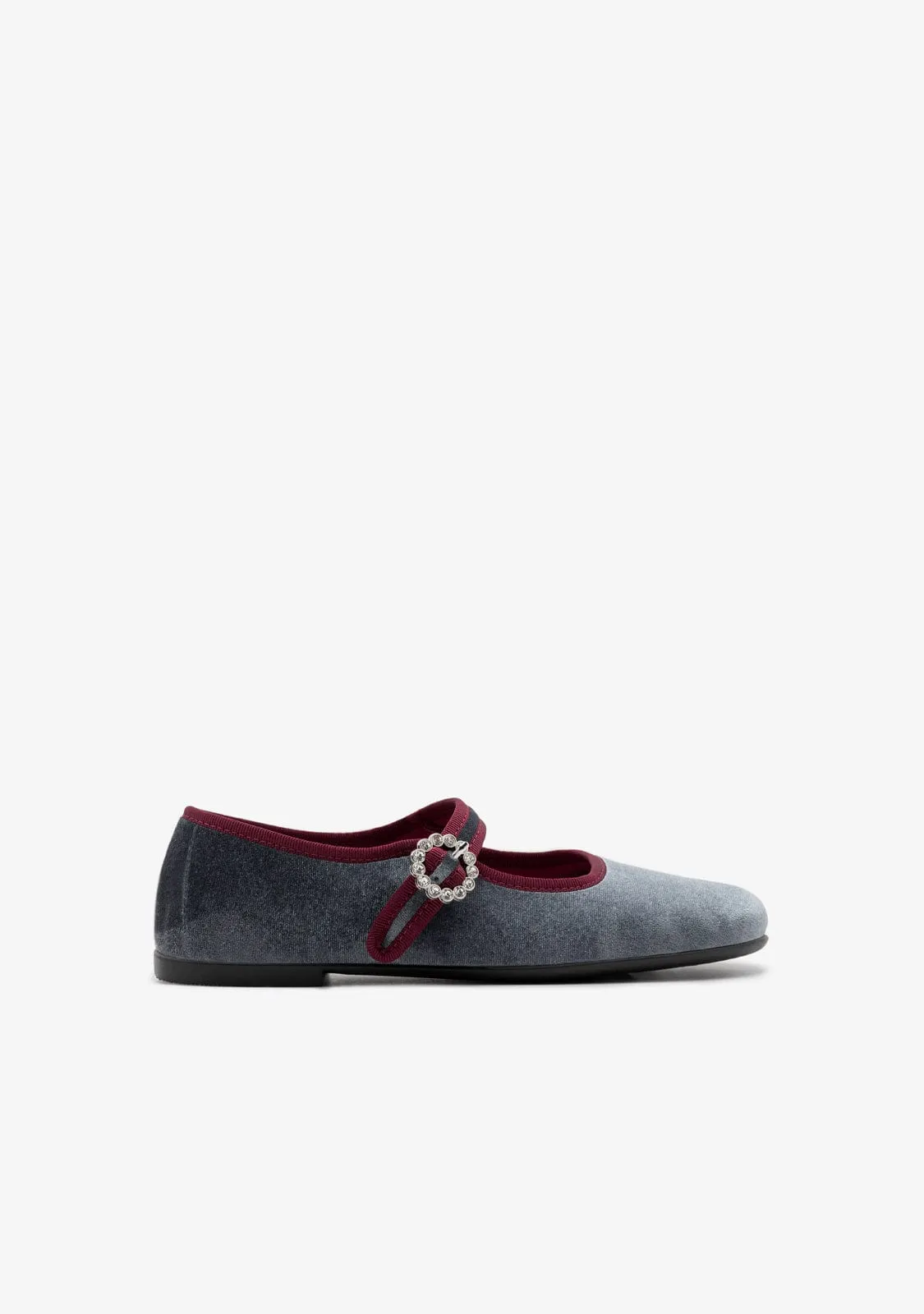 Grey Velvet Ballerinas B&W