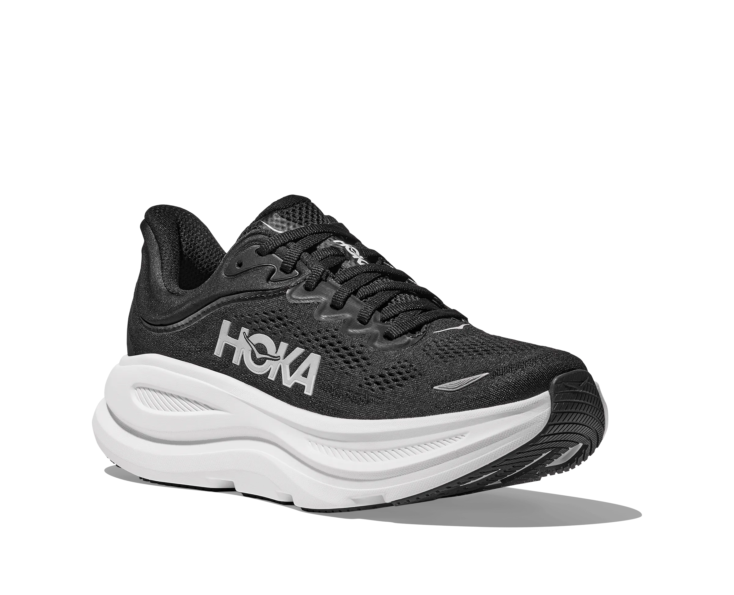 Hoka Men's Bondi 9 Running Shoes- Black/ White
