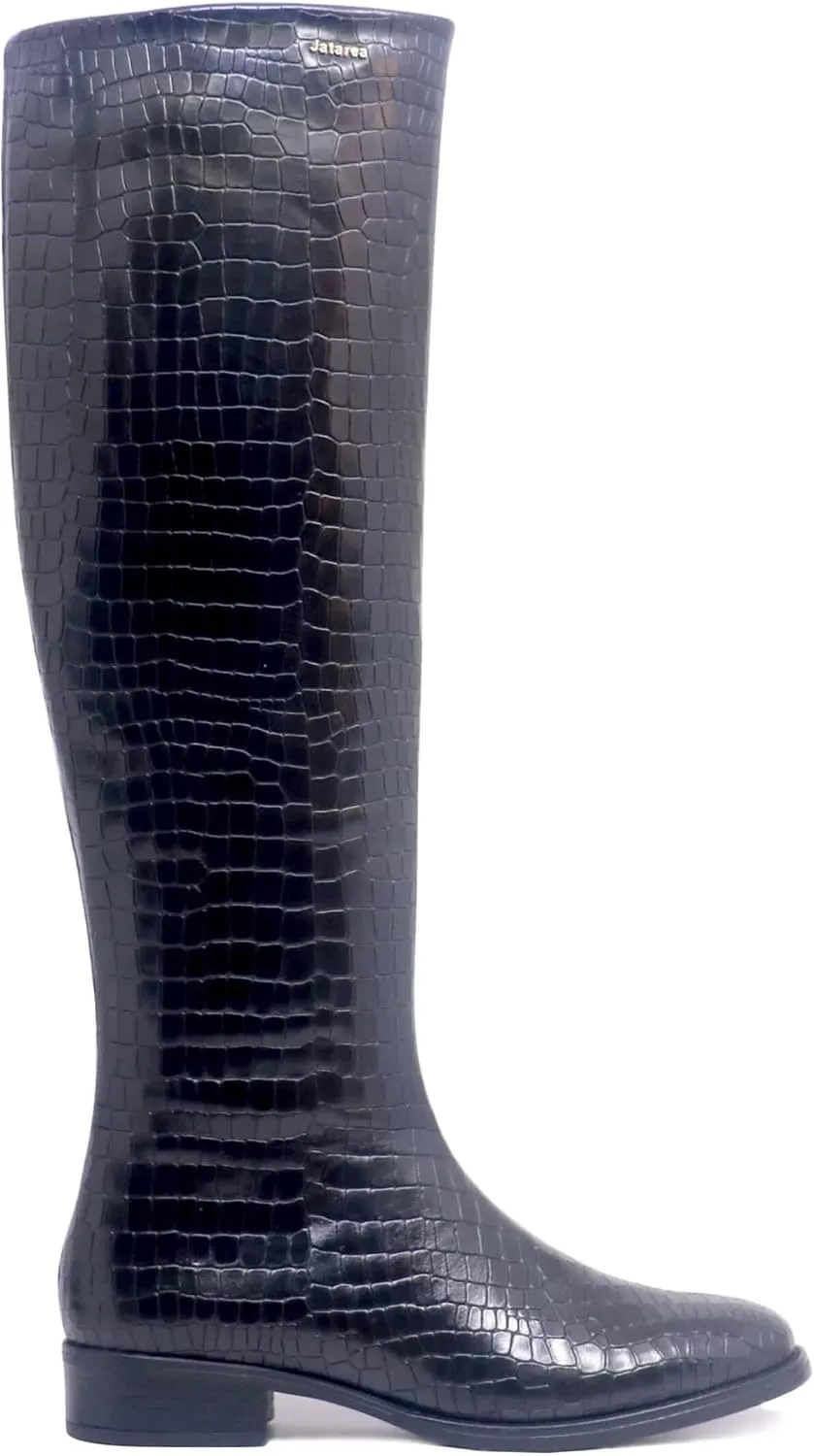 JATAREA Women's Leather Knee-High Boots - Stylish Block Heel - Comfortable Bootie for Females - Cushioned Insole for Comfort - Durable and Versatile Design