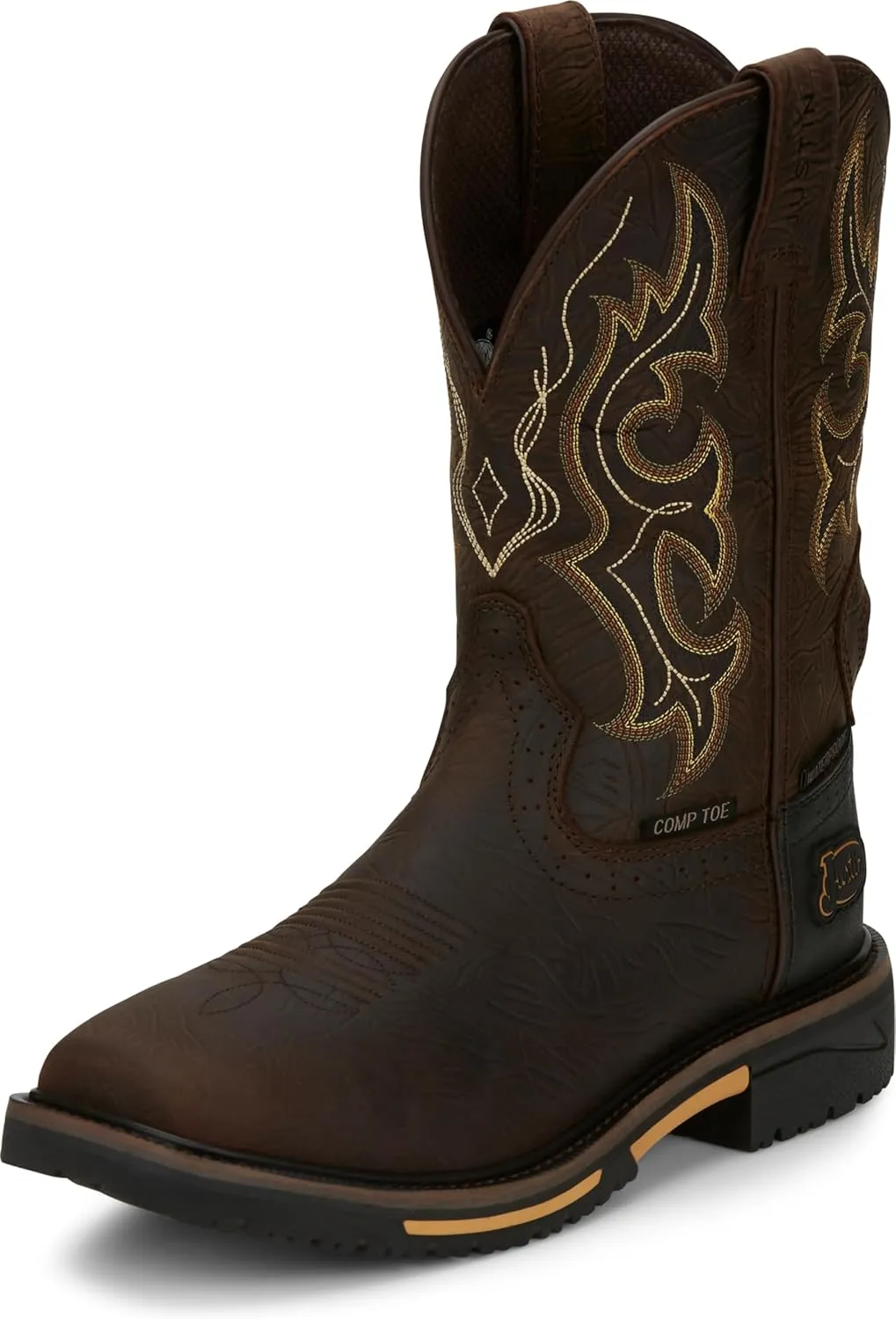 Justin Joist 11" Waterproof Composite Toe Work Boots for Men - Durable Leather, Safety Rated, Comfort Layers, EH Protection