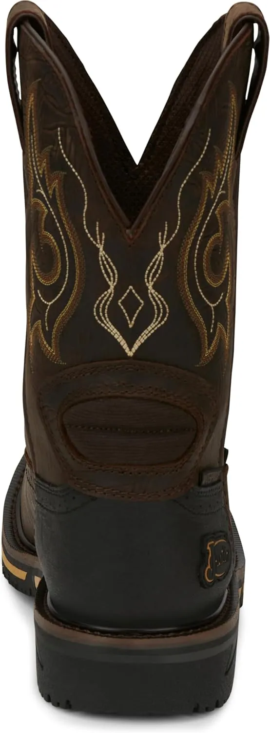 Justin Joist 11" Waterproof Composite Toe Work Boots for Men - Durable Leather, Safety Rated, Comfort Layers, EH Protection