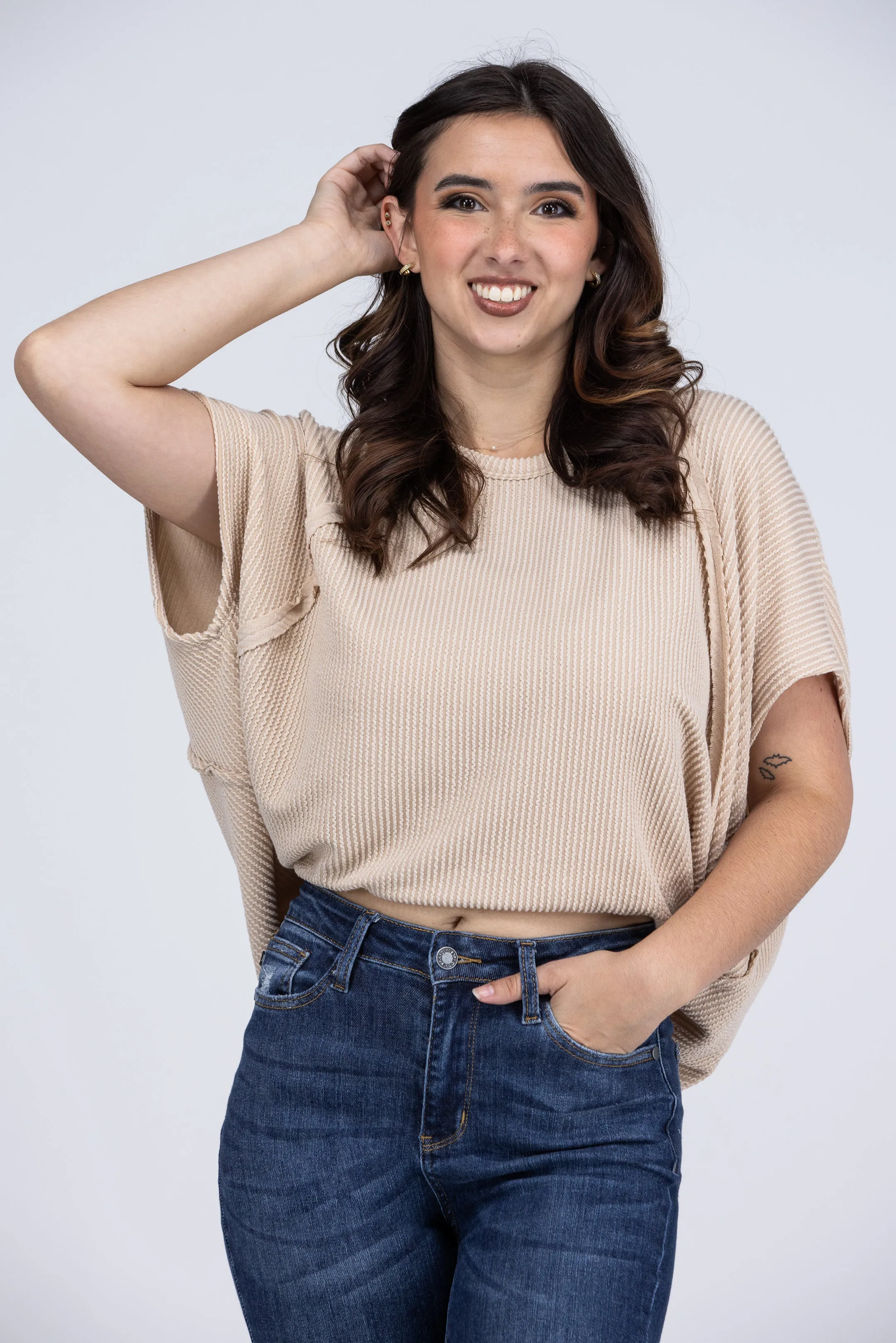 Keep It Ribbed Short Sleeve Top