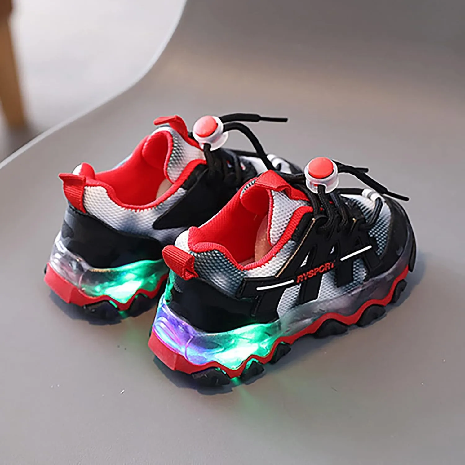 Kids Mesh Shoes Girls Fashion Casual Light Up Adjustable Strap Sneakers Boys LED Flashing Lightweight Walking Shoes