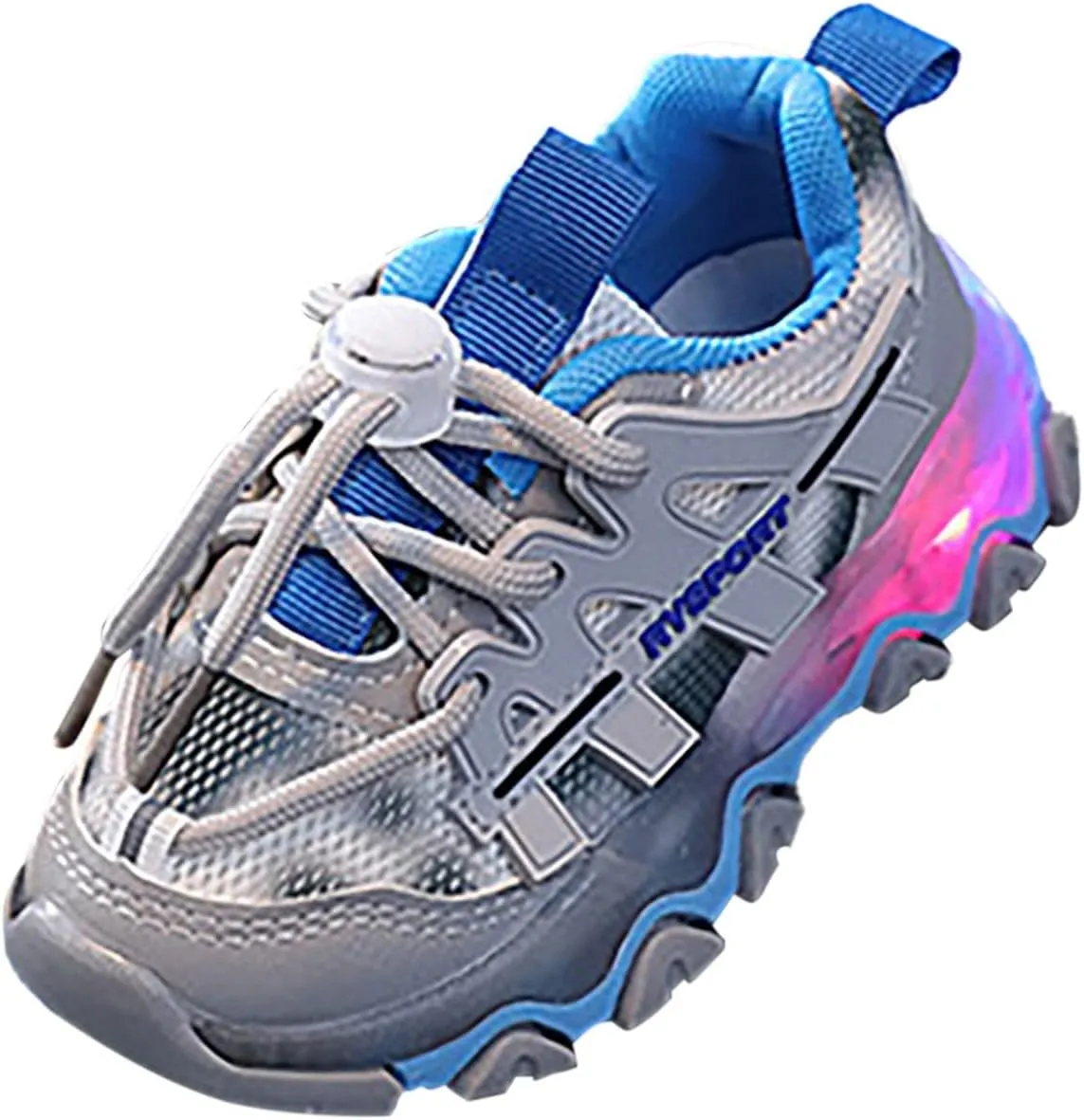 Kids Mesh Shoes Girls Fashion Casual Light Up Adjustable Strap Sneakers Boys LED Flashing Lightweight Walking Shoes