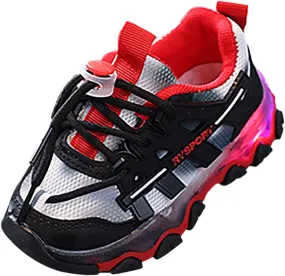 Kids Mesh Shoes Girls Fashion Casual Light Up Adjustable Strap Sneakers Boys LED Flashing Lightweight Walking Shoes