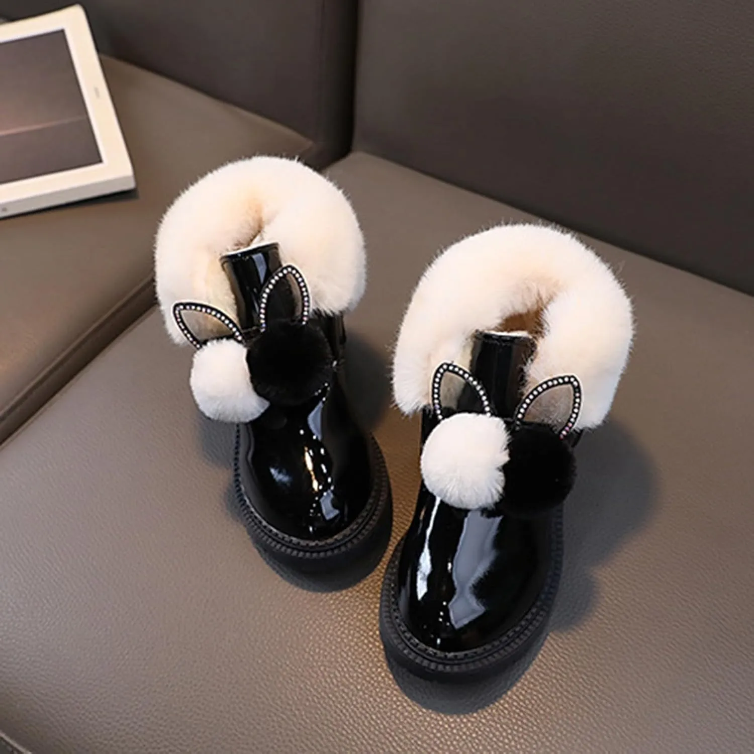 Kids Winter Boots Snow Boots for Girls Warm Winter Comfy Cute Durable Outdoor Princess Faux Fur Lined Ankle Boots
