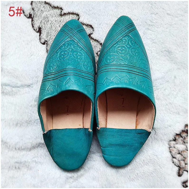 Leather Pointed Toe Mules Slippers Home Shoes Prayer