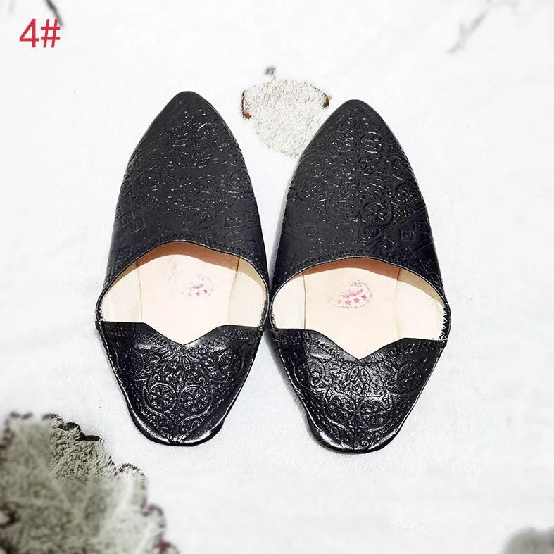 Leather Pointed Toe Mules Slippers Home Shoes Prayer