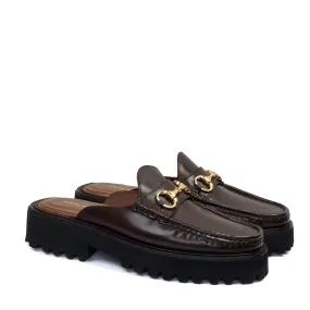 Light Weight Chunky Sole Mule in Dark Brown Genuine Leather