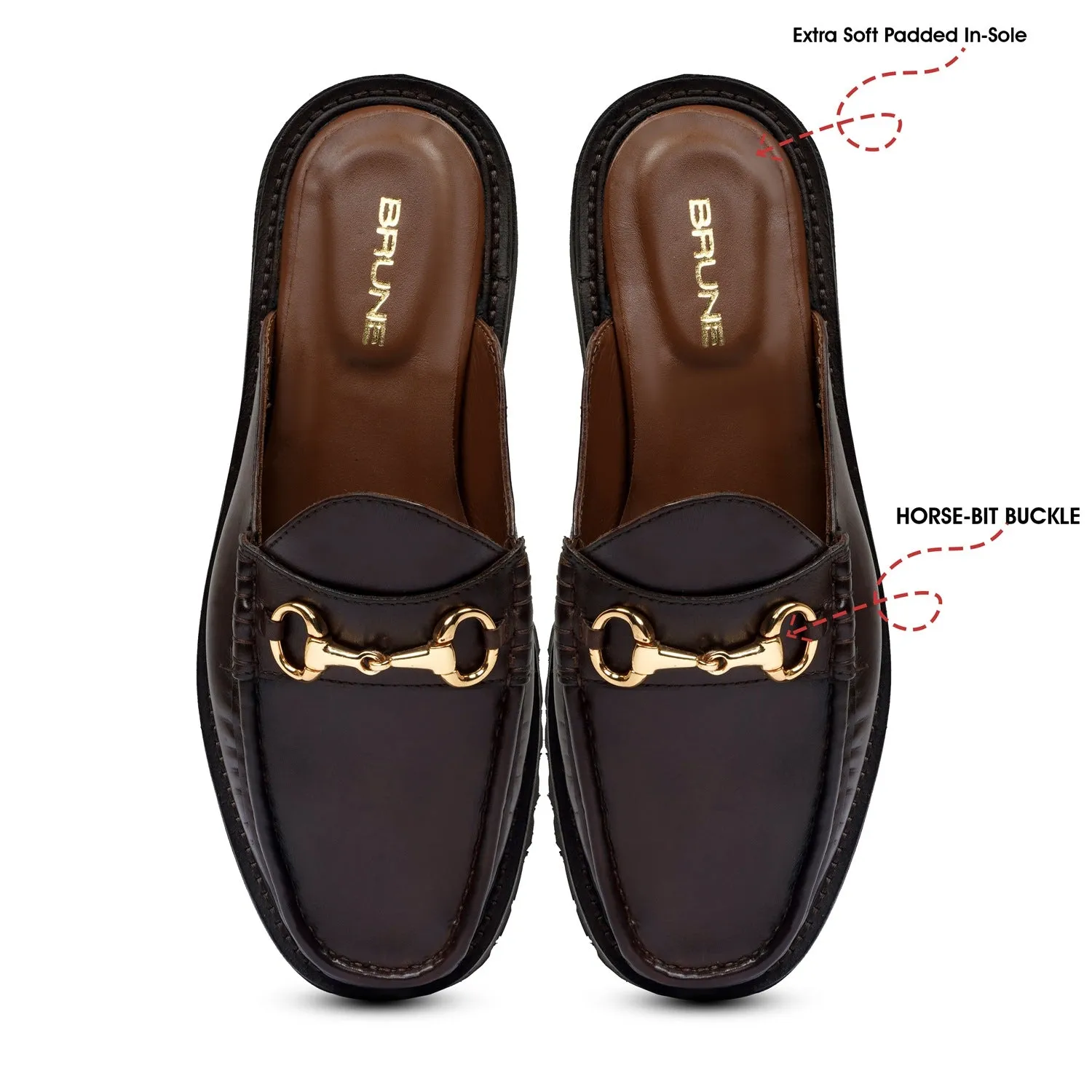 Light Weight Chunky Sole Mule in Dark Brown Genuine Leather