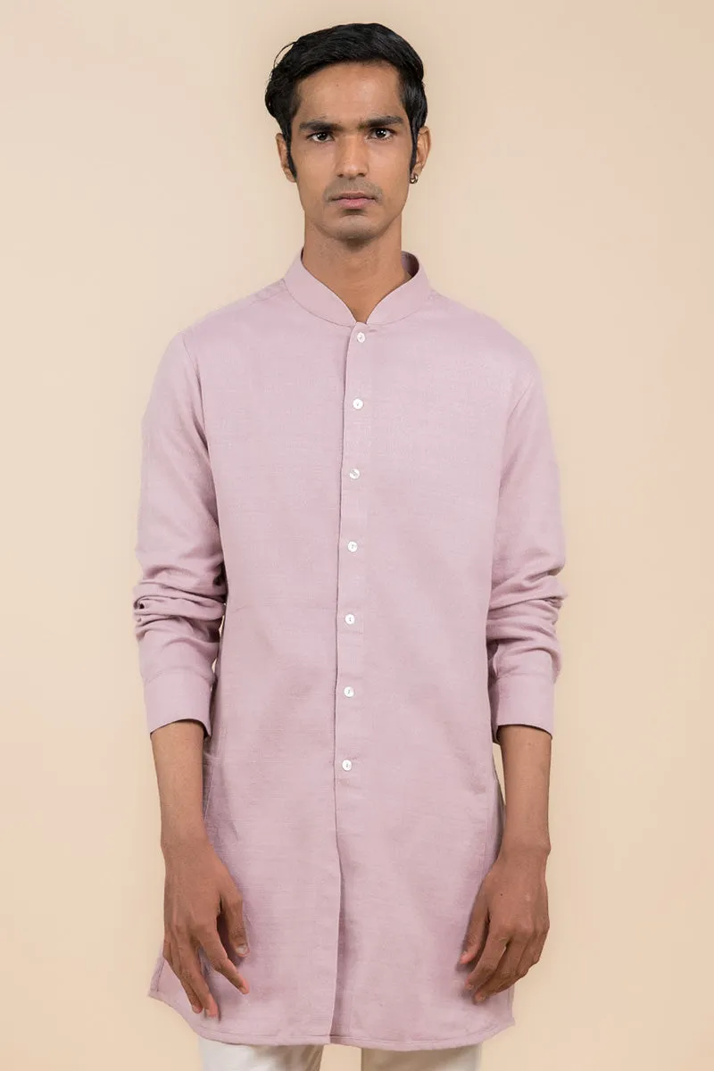Lilac Shirt Style Short Kurta