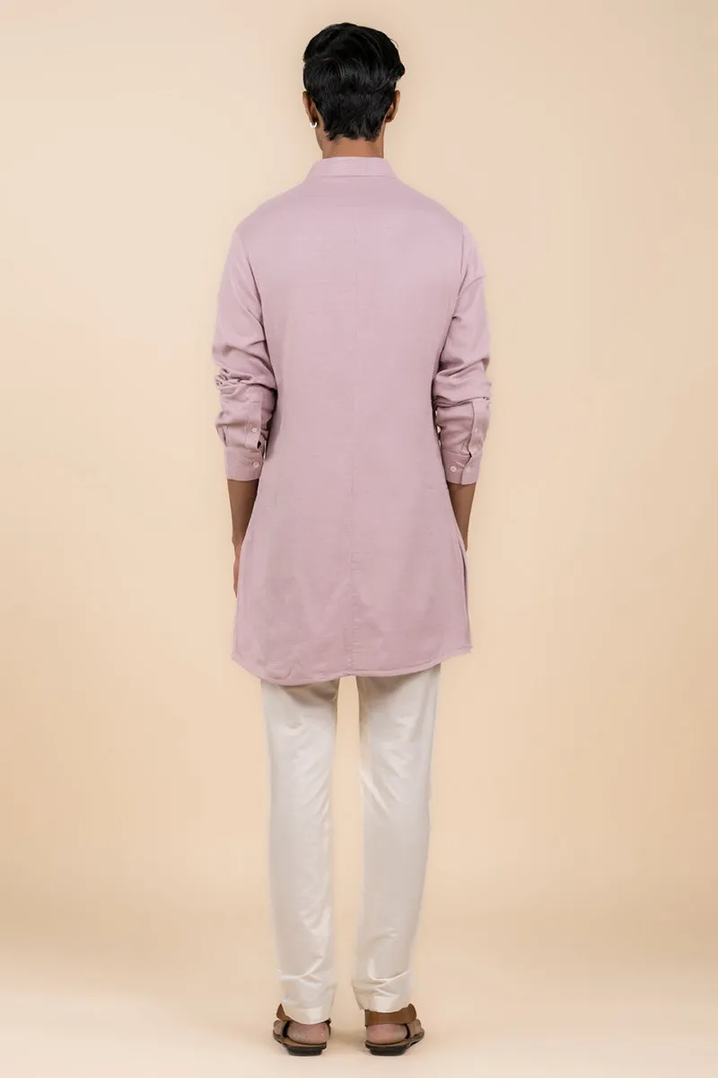 Lilac Shirt Style Short Kurta
