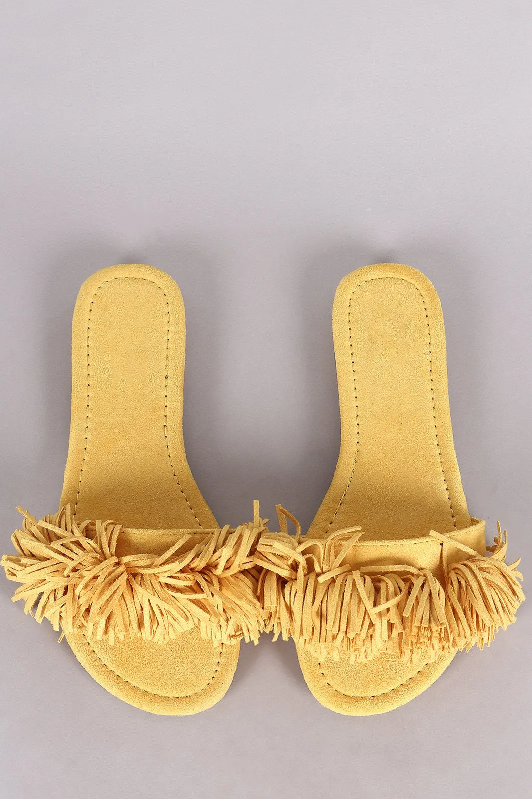 Liliana Suede Fringe Open Toe Slide Sandal