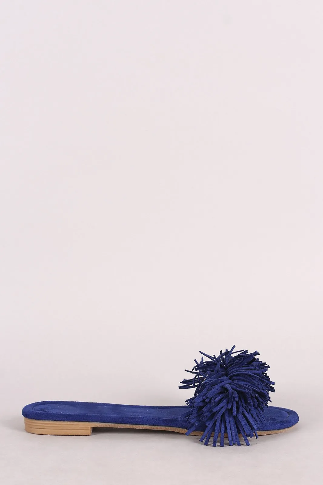 Liliana Suede Fringe Open Toe Slide Sandal