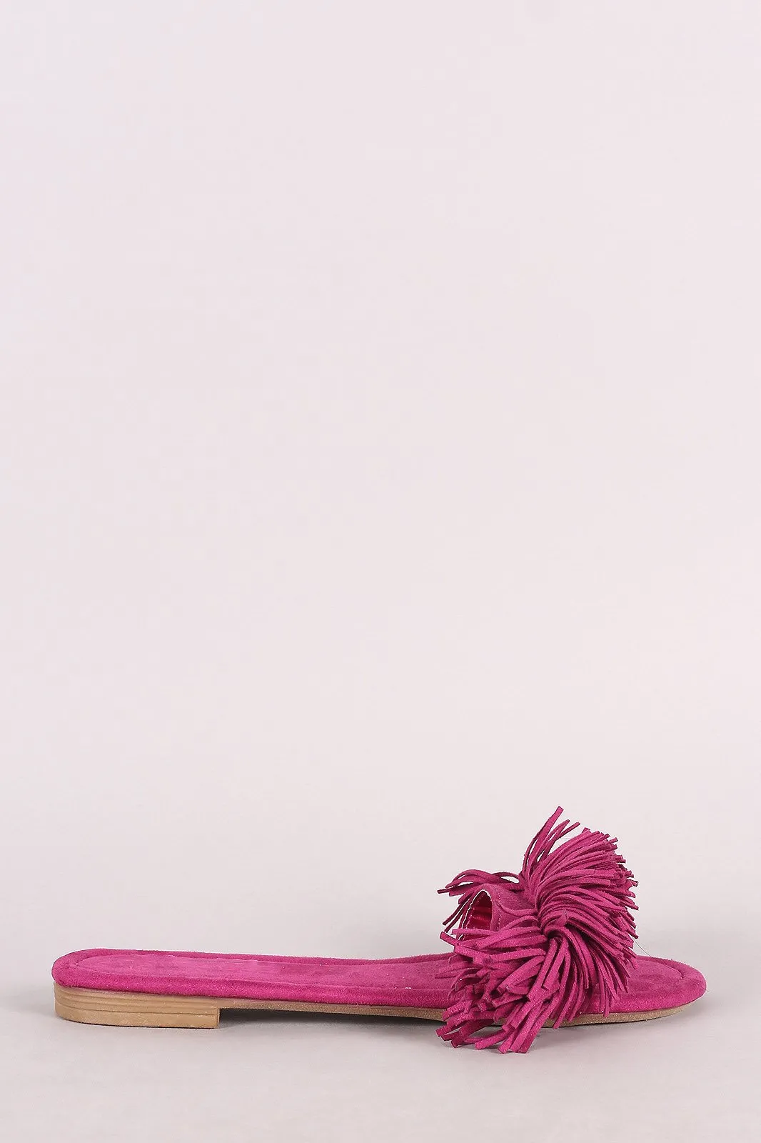 Liliana Suede Fringe Open Toe Slide Sandal