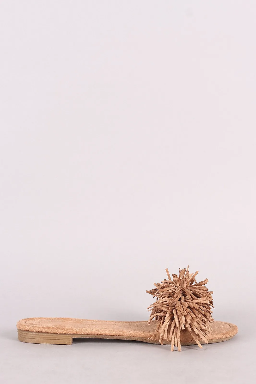 Liliana Suede Fringe Open Toe Slide Sandal