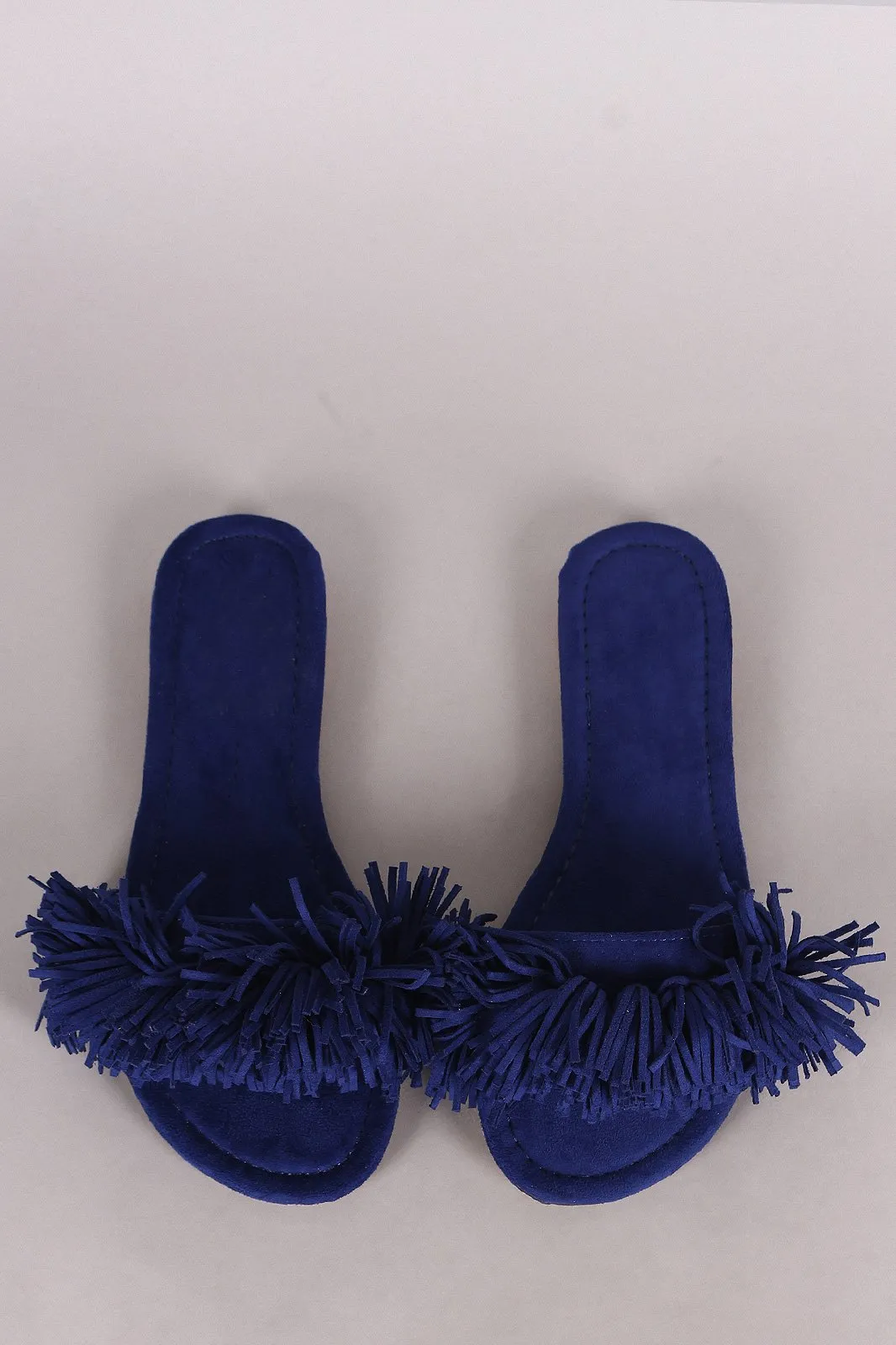 Liliana Suede Fringe Open Toe Slide Sandal