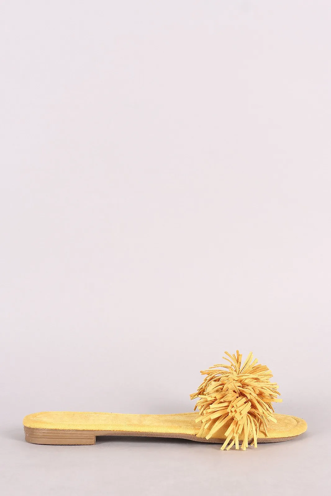 Liliana Suede Fringe Open Toe Slide Sandal