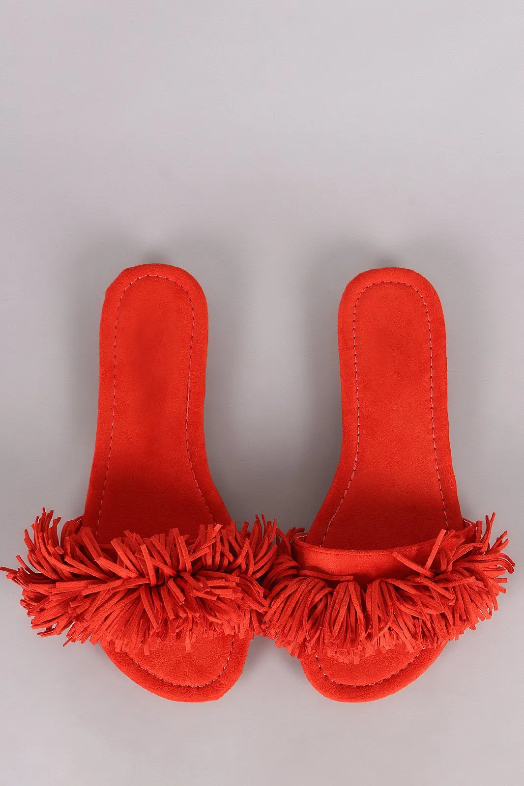 Liliana Suede Fringe Open Toe Slide Sandal