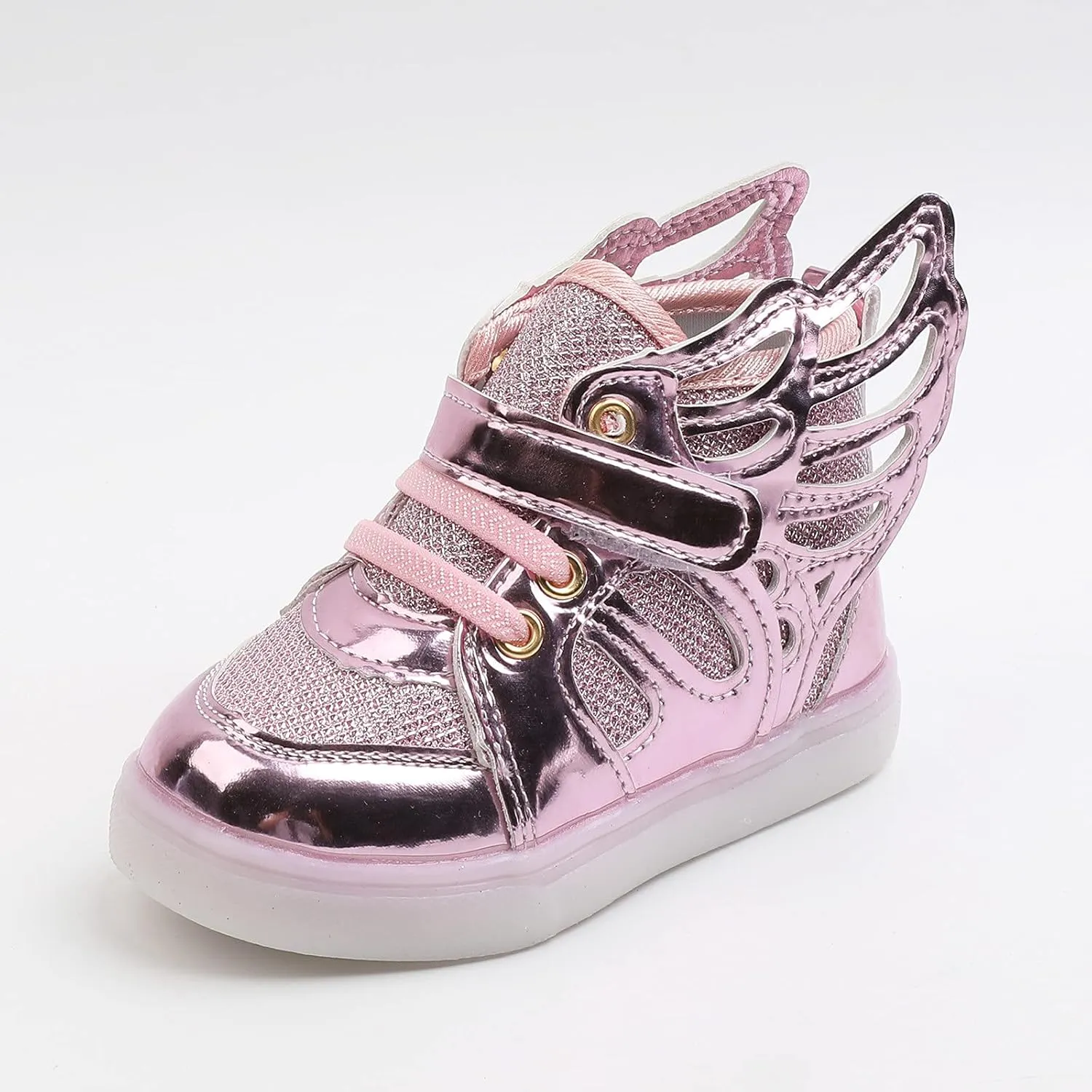 Little Kid Boys Girls 3 Colors LED Light Luminous Sports Shoes Toddler Sneakers Athletic Wings Trainers High-top Shoes