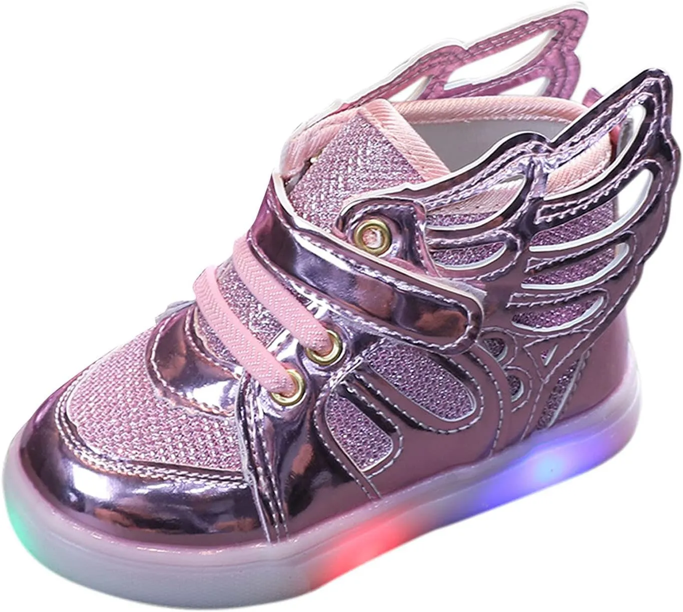 Little Kid Boys Girls 3 Colors LED Light Luminous Sports Shoes Toddler Sneakers Athletic Wings Trainers High-top Shoes