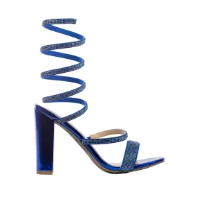 Luxe - Rhinestone Wrap Strap High Heels, Open Round Toe, Elegant Party Shoes, Ideal for Adding Glamour to Any Outfit