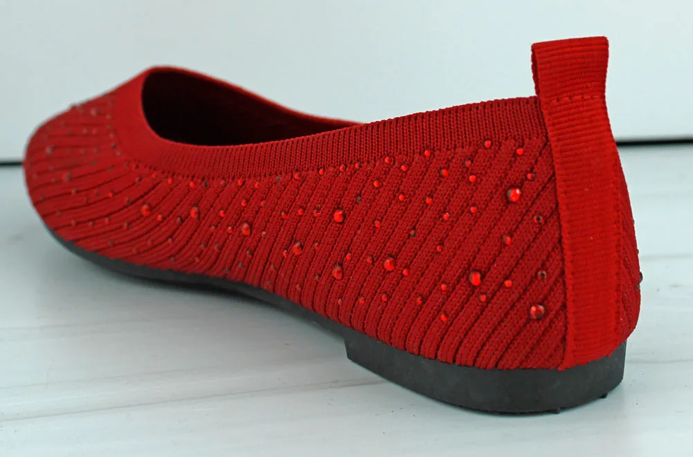 Maiden 08 Women's Memory Foam Rhinestone Comfort Flats