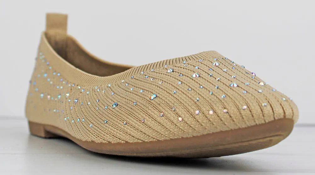 Maiden 08 Women's Memory Foam Rhinestone Comfort Flats