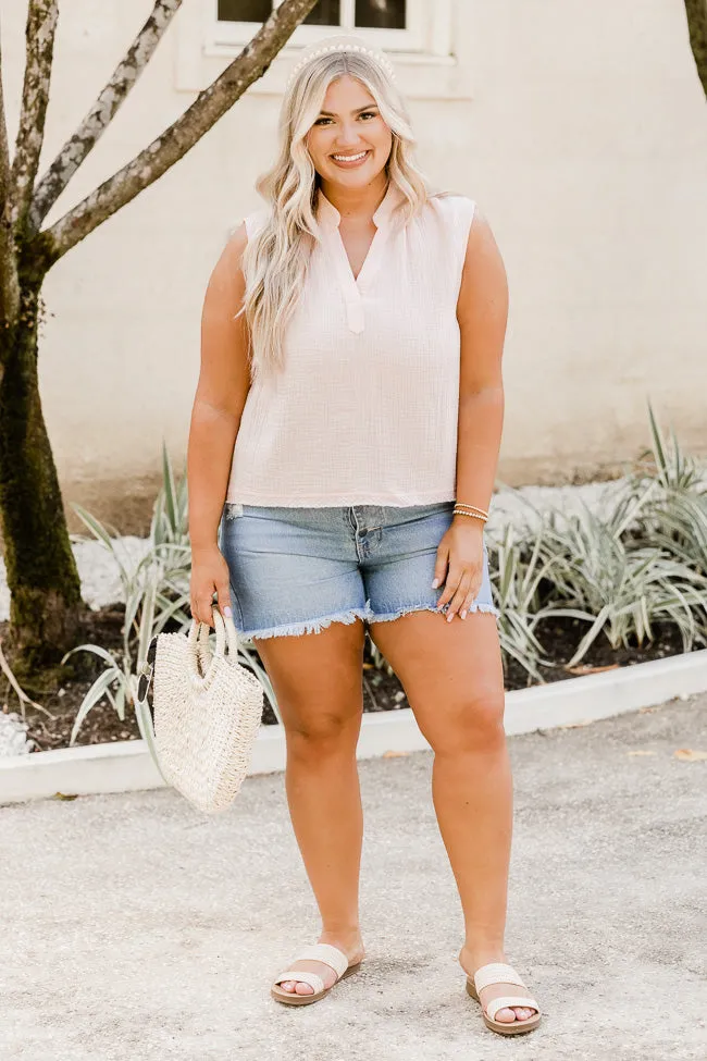 Making Me Blush Gauze Notched Neck Blush Pink Tank FINAL SALE