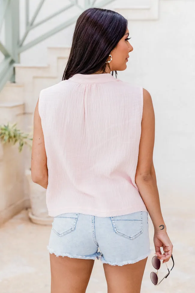 Making Me Blush Gauze Notched Neck Blush Pink Tank FINAL SALE