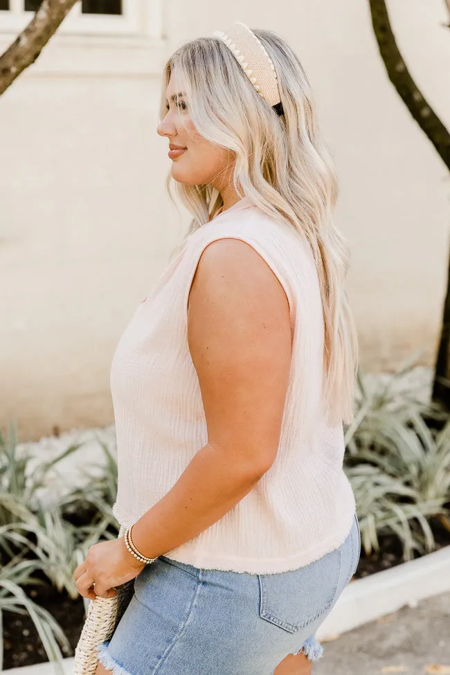 Making Me Blush Gauze Notched Neck Blush Pink Tank FINAL SALE