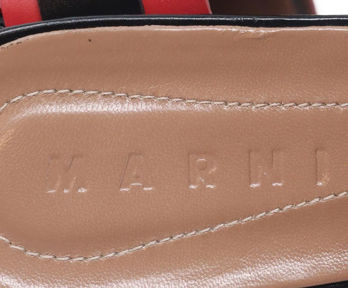 Marni Black & Red Leather Mules sz 11