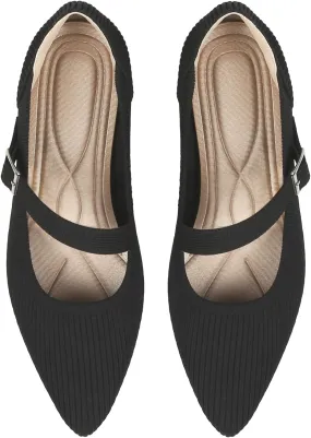 Mary Jane Flats Shoes Women Pointed Toe Ballet Flats Dressy Flats for Women Knit Flats Comfort Breathable Lightweight Washable Flats Shoes