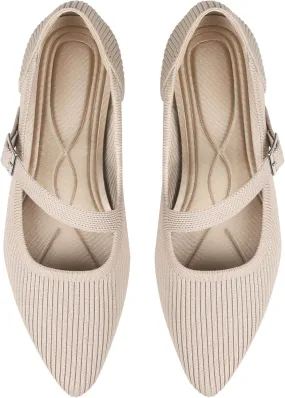 Mary Jane Flats Shoes Women Pointed Toe Ballet Flats Dressy Flats for Women Knit Flats Comfort Breathable Lightweight Washable Flats Shoes