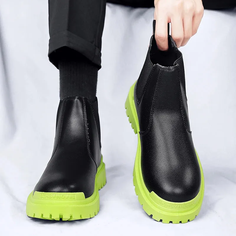 Men’s Biker Boots | Waterproof Street-Style Casual Leather Platform Shoes